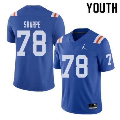 Youth Florida Gators #78 David Sharpe NCAA Jordan Brand Royal Throwback Alternate Authentic Stitched College Football Jersey MMY6862YG